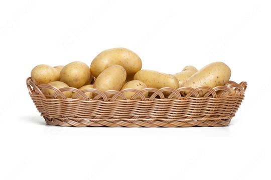 Harvested potatoes in a basket  on white background  : Stock Photo or Stock Video Download rcfotostock photos, images and assets rcfotostock | RC Photo Stock.: