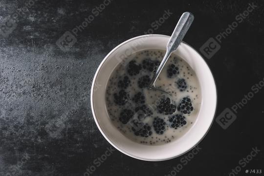 Healthy Chia seeds Blackberries in a bowl, breakfast concept image  : Stock Photo or Stock Video Download rcfotostock photos, images and assets rcfotostock | RC Photo Stock.: