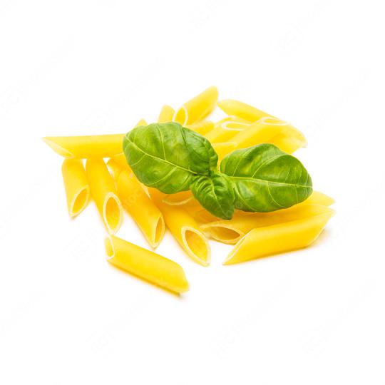 heap of penne noodles with basil  : Stock Photo or Stock Video Download rcfotostock photos, images and assets rcfotostock | RC Photo Stock.: