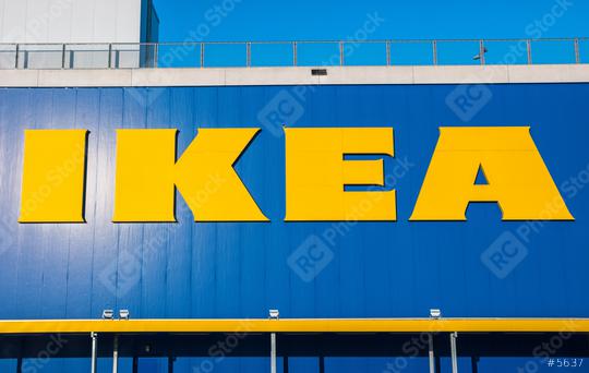 HEERLEN, NETHERLANDS FEBRUARY, 2017: The inscription of names on the wall of shop "IKEA" and the advertising banner near in the evening at sunset of Novosibirsk 01, December, 2016.  : Stock Photo or Stock Video Download rcfotostock photos, images and assets rcfotostock | RC Photo Stock.: