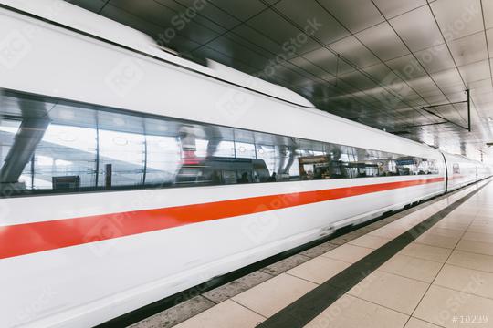 high speed train in motion on railway station  : Stock Photo or Stock Video Download rcfotostock photos, images and assets rcfotostock | RC Photo Stock.: