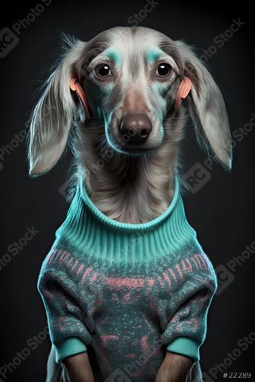 Hipster dachshund with Headphones wearing sweater (Generative AI)   : Stock Photo or Stock Video Download rcfotostock photos, images and assets rcfotostock | RC Photo Stock.:
