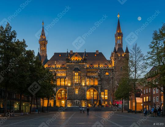 historical town hall in Aachen at night  : Stock Photo or Stock Video Download rcfotostock photos, images and assets rcfotostock | RC Photo Stock.: