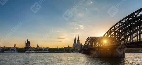 Hohenzollern Bridge and cologne cathedral at sunset  : Stock Photo or Stock Video Download rcfotostock photos, images and assets rcfotostock | RC Photo Stock.: