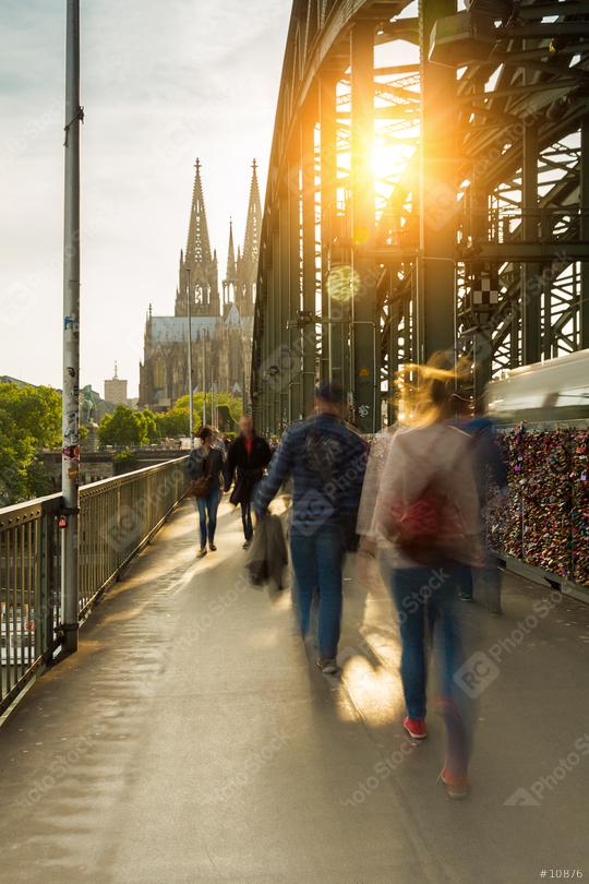 Hohenzollern Bridge at sunset with padlocks and cathedral  : Stock Photo or Stock Video Download rcfotostock photos, images and assets rcfotostock | RC Photo Stock.: