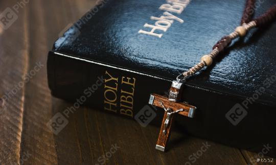 Holy Bible with crucifix on wooden table  : Stock Photo or Stock Video Download rcfotostock photos, images and assets rcfotostock | RC Photo Stock.: