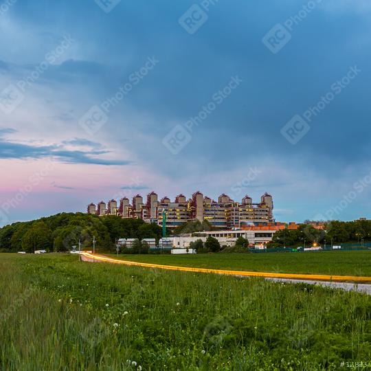 hospital aachen at sunset with cloudy sky  : Stock Photo or Stock Video Download rcfotostock photos, images and assets rcfotostock | RC Photo Stock.: