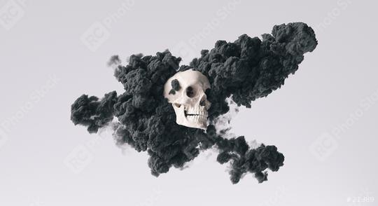 Human Skull side view with black ink smoke cloud Pirate Poison Horror Symbol Halloween Medical. Abstract Anatomy and medicine concept image.  : Stock Photo or Stock Video Download rcfotostock photos, images and assets rcfotostock | RC Photo Stock.: