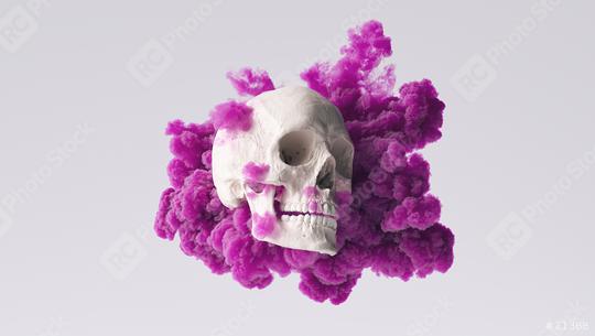 Human Skull side view with purple ink smoke cloud Pirate Poison Horror Symbol Halloween Medical. Abstract Anatomy and medicine concept image.  : Stock Photo or Stock Video Download rcfotostock photos, images and assets rcfotostock | RC Photo Stock.: