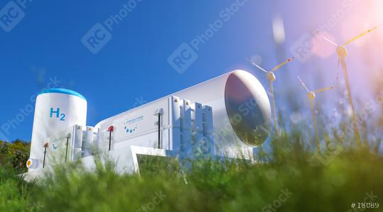 Hydrogen renewable energy production - hydrogen gas for clean electricity solar and windturbine facility. 3d rendering  : Stock Photo or Stock Video Download rcfotostock photos, images and assets rcfotostock | RC Photo Stock.: