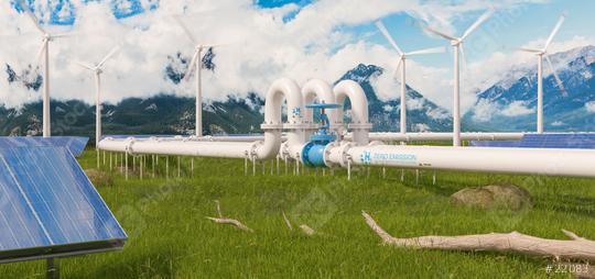 Hydrogen renewable energy production - hydrogen gas for clean electricity solar and windturbine facility  : Stock Photo or Stock Video Download rcfotostock photos, images and assets rcfotostock | RC Photo Stock.: