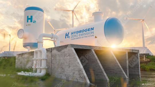 Hydrogen renewable energy production - hydrogen gas pipeline for clean electricity solar and windturbine facility Concept image  : Stock Photo or Stock Video Download rcfotostock photos, images and assets rcfotostock | RC Photo Stock.:
