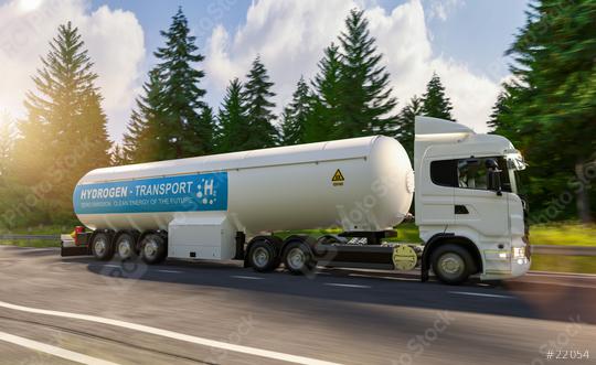 hydrogen truck on the road driving. h2 combustion Truck engine for emission free ecofriendly gas transportation.  : Stock Photo or Stock Video Download rcfotostock photos, images and assets rcfotostock | RC Photo Stock.: