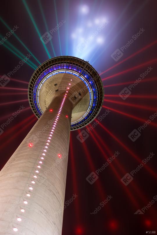 illuminated rhine tower in at night in dusseldorf, germany  : Stock Photo or Stock Video Download rcfotostock photos, images and assets rcfotostock | RC Photo Stock.: