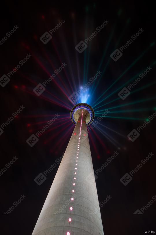 illuminated tv tower in at night in dusseldorf, germany  : Stock Photo or Stock Video Download rcfotostock photos, images and assets rcfotostock | RC Photo Stock.: