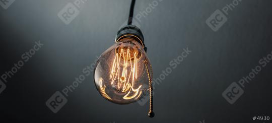 illuminated vintage hanging light bulb with switch  : Stock Photo or Stock Video Download rcfotostock photos, images and assets rcfotostock | RC Photo Stock.: