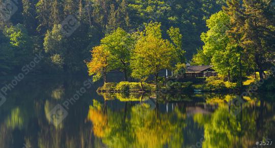 Impressive lake house. House on the shore of Lake Rursee, germany. Reflected on water.   : Stock Photo or Stock Video Download rcfotostock photos, images and assets rcfotostock | RC Photo Stock.: