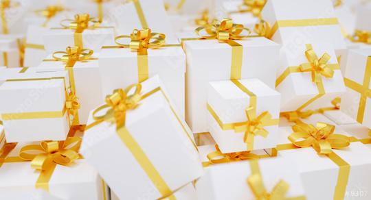 Infinite christmas gift boxes with golden bow  : Stock Photo or Stock Video Download rcfotostock photos, images and assets rcfotostock | RC Photo Stock.: