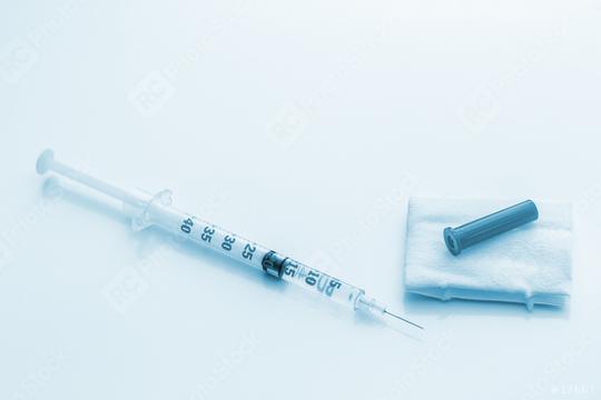 insulin syringe with wadding pad  : Stock Photo or Stock Video Download rcfotostock photos, images and assets rcfotostock | RC Photo Stock.: