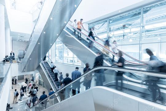 International trade fair staircase with blurred people  : Stock Photo or Stock Video Download rcfotostock photos, images and assets rcfotostock | RC Photo Stock.: