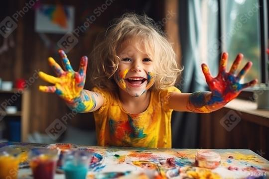 Joyful child showing colorful painted hands
  : Stock Photo or Stock Video Download rcfotostock photos, images and assets rcfotostock | RC Photo Stock.: