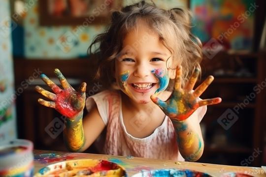 Joyful child with colorful painted hands
  : Stock Photo or Stock Video Download rcfotostock photos, images and assets rcfotostock | RC Photo Stock.: