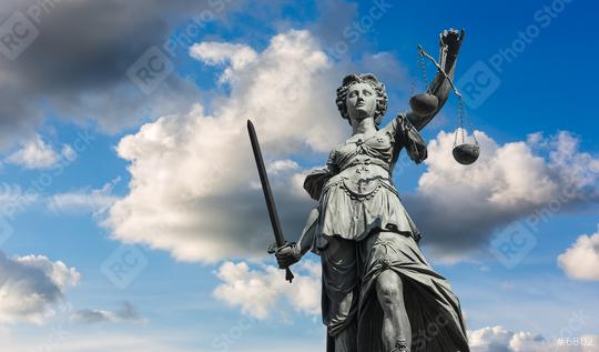 Justitia (Lady Justice) sculpture with cloudy sky in Frankfurt, built 1887  : Stock Photo or Stock Video Download rcfotostock photos, images and assets rcfotostock | RC Photo Stock.: