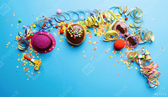 Krapfen, berliner or Carnival donut from Germany with icing sugar on a blue background, copy space with confetti and streamers on it - background for a carnival party or parties  : Stock Photo or Stock Video Download rcfotostock photos, images and assets rcfotostock | RC Photo Stock.: