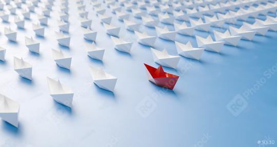 Leadership concept, red leader paper boat leading whites  : Stock Photo or Stock Video Download rcfotostock photos, images and assets rcfotostock | RC Photo Stock.:
