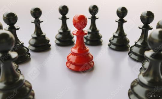 Leadership concept, red pawn of chess, standing out from the crowd of blacks  : Stock Photo or Stock Video Download rcfotostock photos, images and assets rcfotostock | RC-Photo-Stock.:
