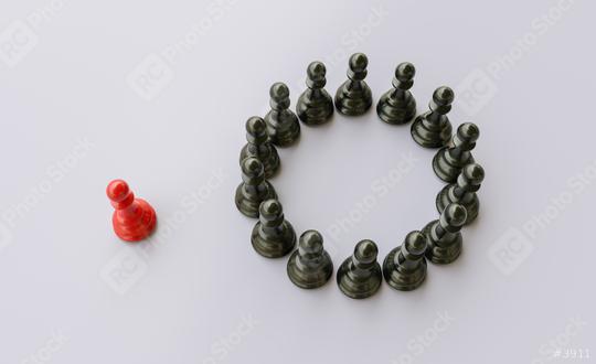 Leadership concept, red pawn of chess, standing out from the crowd of blacks pawn  : Stock Photo or Stock Video Download rcfotostock photos, images and assets rcfotostock | RC Photo Stock.: