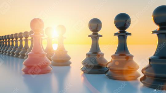 Leadership concept, red pawn of chess, standing out from the crowd with sunflare  : Stock Photo or Stock Video Download rcfotostock photos, images and assets rcfotostock | RC Photo Stock.: