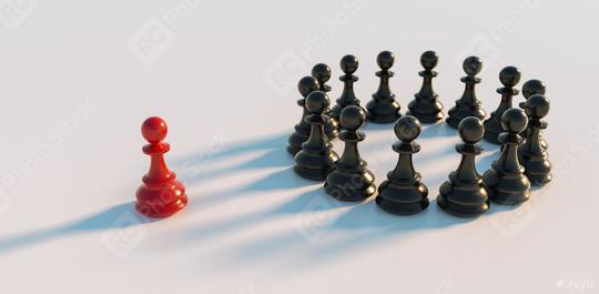 Leadership concept, red pawn of chess, standing out from the crowd in a circle  : Stock Photo or Stock Video Download rcfotostock photos, images and assets rcfotostock | RC Photo Stock.: