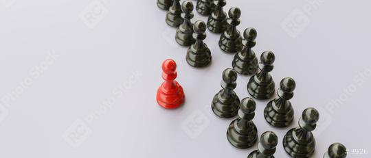 Leadership concept, red pawn of chess, standing out from the crowd of blacks, banner size  : Stock Photo or Stock Video Download rcfotostock photos, images and assets rcfotostock | RC Photo Stock.: