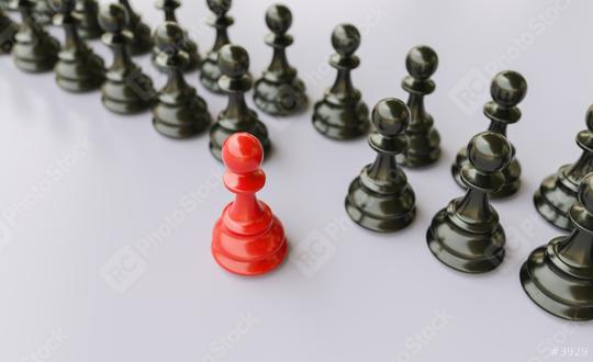 Leadership concept, red pawn of chess, standing out from the crowd of blacks   : Stock Photo or Stock Video Download rcfotostock photos, images and assets rcfotostock | RC Photo Stock.: