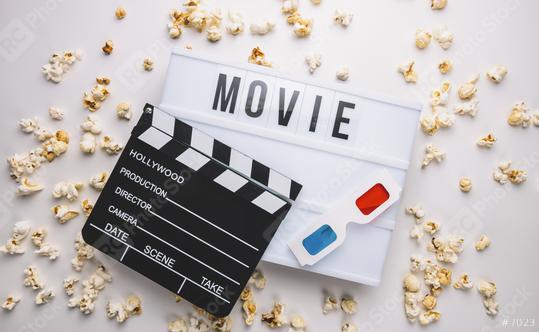 Lightbox with words "Movie" and clapper board with 3D glasses, concept image  : Stock Photo or Stock Video Download rcfotostock photos, images and assets rcfotostock | RC Photo Stock.: