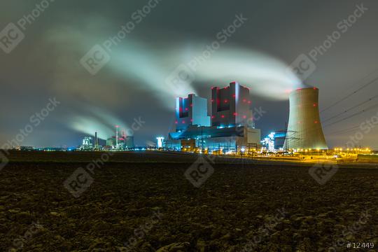 Lignite Power Plants at night on a agriculture field  : Stock Photo or Stock Video Download rcfotostock photos, images and assets rcfotostock | RC Photo Stock.: