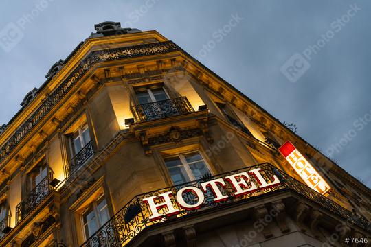 lluminated hotel sign taken in Paris at night  : Stock Photo or Stock Video Download rcfotostock photos, images and assets rcfotostock | RC Photo Stock.: