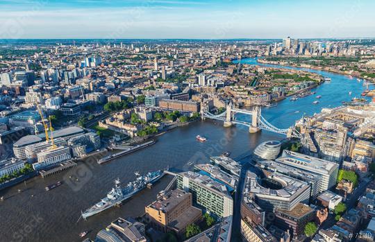 London aerial view with urban architectures and Tower Bridge  : Stock Photo or Stock Video Download rcfotostock photos, images and assets rcfotostock | RC Photo Stock.: