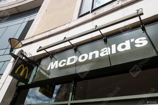LONDON, UNITED KINGDOM MAY, 2017: McDonalds logo sign. It is the world