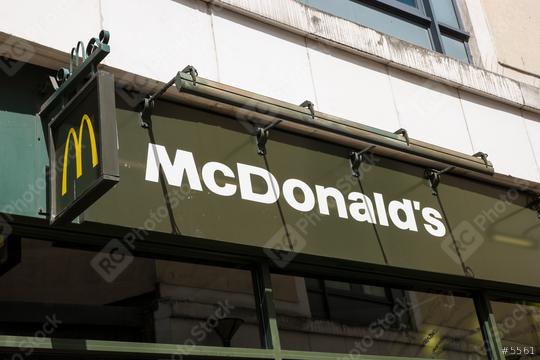 LONDON, UNITED KINGDOM MAY, 2017: McDonalds store logo sign. It is the world