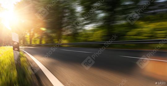 Long Curvy Forest Road In Alpine Mountains with motion blur, Backplate or Backdrop background.  : Stock Photo or Stock Video Download rcfotostock photos, images and assets rcfotostock | RC Photo Stock.: