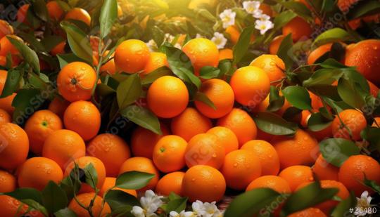 Lush oranges amid green leaves and white blossoms  : Stock Photo or Stock Video Download rcfotostock photos, images and assets rcfotostock | RC Photo Stock.: