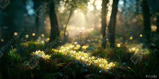 Magical dark fairy tale forest at night with glowing lights and (Generative AI)  : Stock Photo or Stock Video Download rcfotostock photos, images and assets rcfotostock | RC Photo Stock.:
