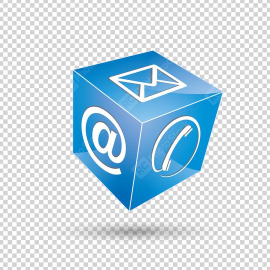 mail icon, phone at sign cube in blue color on the checked transparent background. Vector illustration. Eps 10 vector file.  : Stock Photo or Stock Video Download rcfotostock photos, images and assets rcfotostock | RC Photo Stock.: