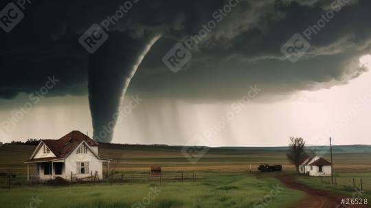 Majestic tornado looms over a solitary farmhouse  : Stock Photo or Stock Video Download rcfotostock photos, images and assets rcfotostock | RC Photo Stock.: