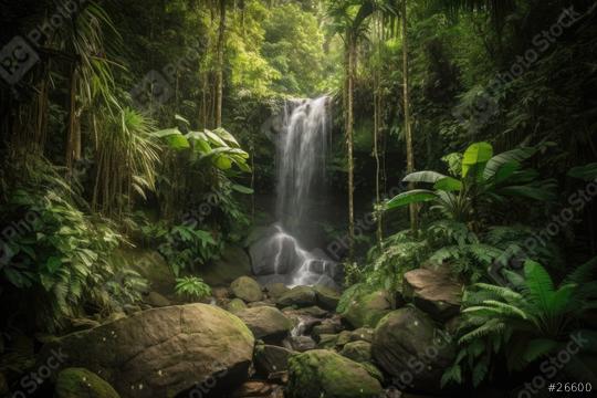 Majestic waterfall amidst dense, tropical rainforest greenery  : Stock Photo or Stock Video Download rcfotostock photos, images and assets rcfotostock | RC Photo Stock.: