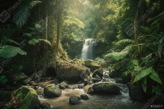 Majestic waterfall in a dense, misty tropical forest  : Stock Photo or Stock Video Download rcfotostock photos, images and assets rcfotostock | RC Photo Stock.: