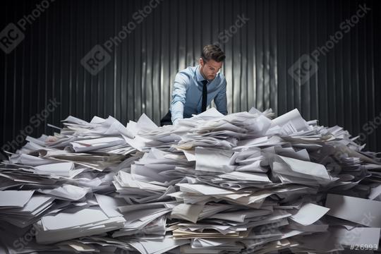 Man overwhelmed by a mountain of paperwork
  : Stock Photo or Stock Video Download rcfotostock photos, images and assets rcfotostock | RC Photo Stock.: