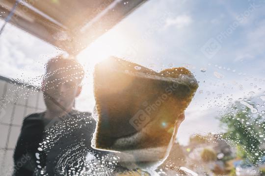 Man worker washing car by sponge  : Stock Photo or Stock Video Download rcfotostock photos, images and assets rcfotostock | RC Photo Stock.: